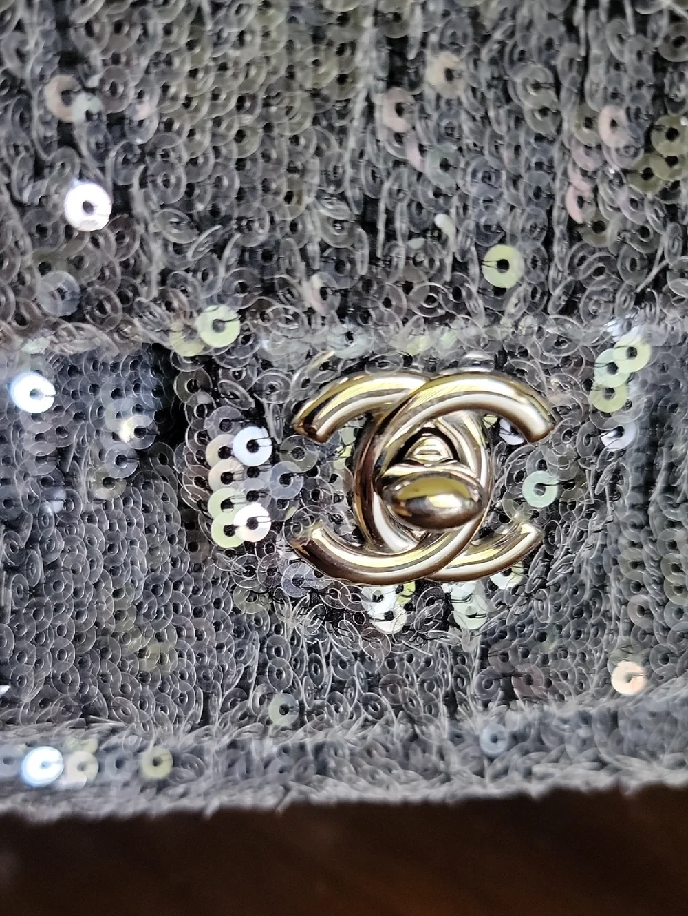 CHANEL Charcoal Sequin Waterfall Quilted Mini Backpack